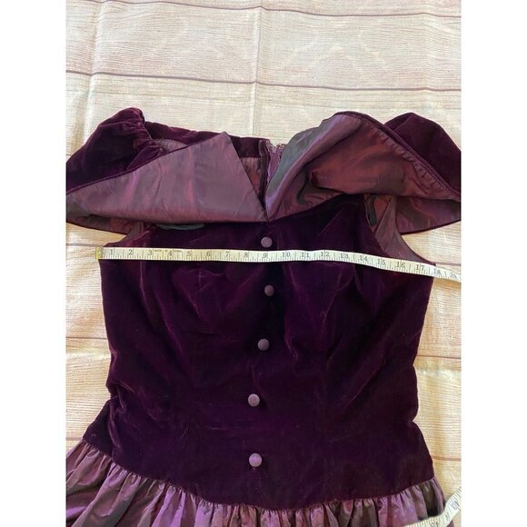Vintage Renesciance Alfred Angelo Purple Velvet Dress - 13/14 - Picture 7 of 16